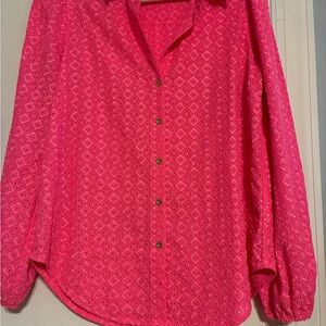 Lilly Pulitzer Hot Pink Eyelet Button-Down Shirt